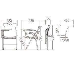 メモ台付チェアの図面