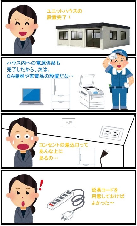 しっときゃよかった_ユニットハウスのコンセント位置