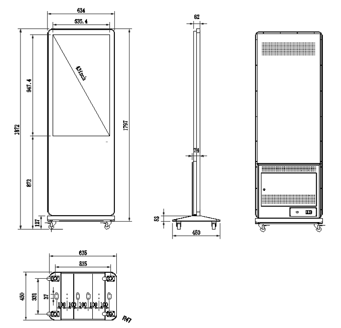 43インチ 屋内用縦型サイネージディスプレイ_レイアウト 43インチ 屋内用縦型サイネージディスプレイ_レイアウト
